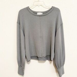 Love Riche Gray Knit Long Sleeve Crop Top